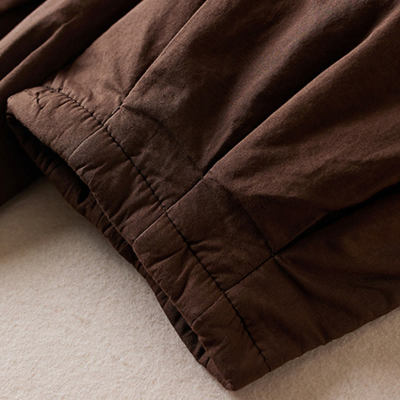 Pantalones harén de algodón gruesos con bolsillos y relleno de algodón liso Buddha Stones para mujer - image 14