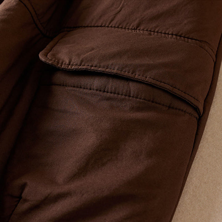 Pantalones harén de algodón gruesos con bolsillos y relleno de algodón liso Buddha Stones para mujer - image 10