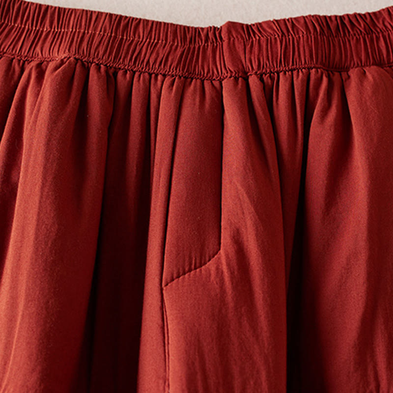Pantalones harén de algodón gruesos con bolsillos y relleno de algodón liso Buddha Stones para mujer - image 17