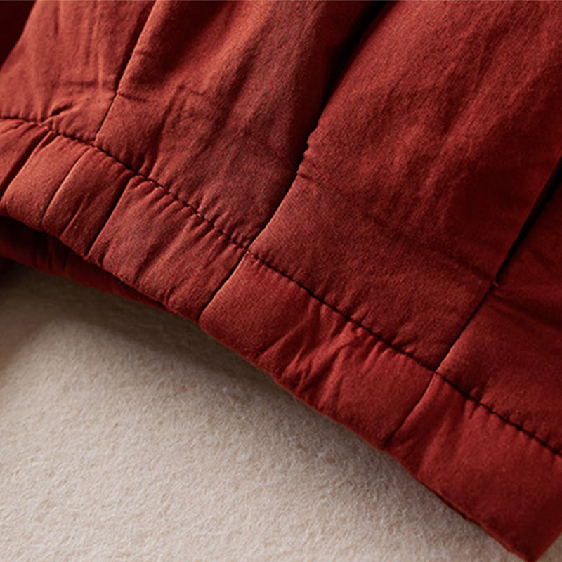 Pantalones harén de algodón gruesos con bolsillos y relleno de algodón liso Buddha Stones para mujer - image 19