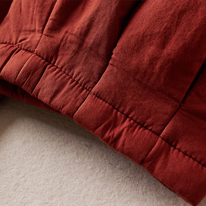 Pantalones harén de algodón gruesos con bolsillos y relleno de algodón liso Buddha Stones para mujer - image 19