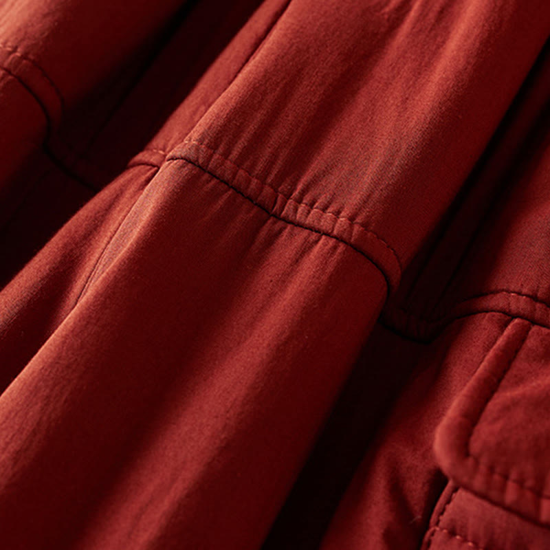 Pantalones harén de algodón gruesos con bolsillos y relleno de algodón liso Buddha Stones para mujer - image 20