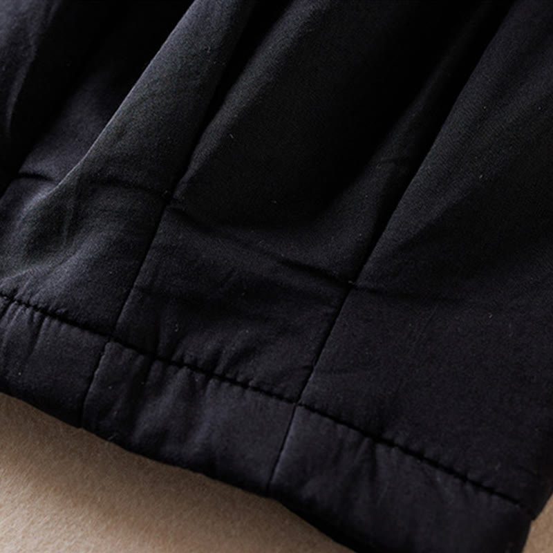 Pantalones harén de algodón gruesos con bolsillos y relleno de algodón liso Buddha Stones para mujer - image 25