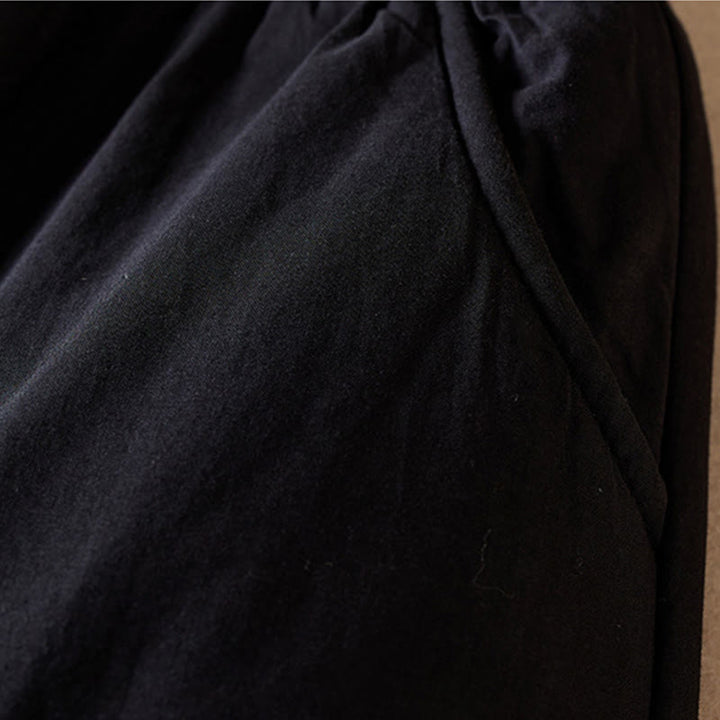 Pantalones harén de algodón gruesos con bolsillos y relleno de algodón liso Buddha Stones para mujer - image 26