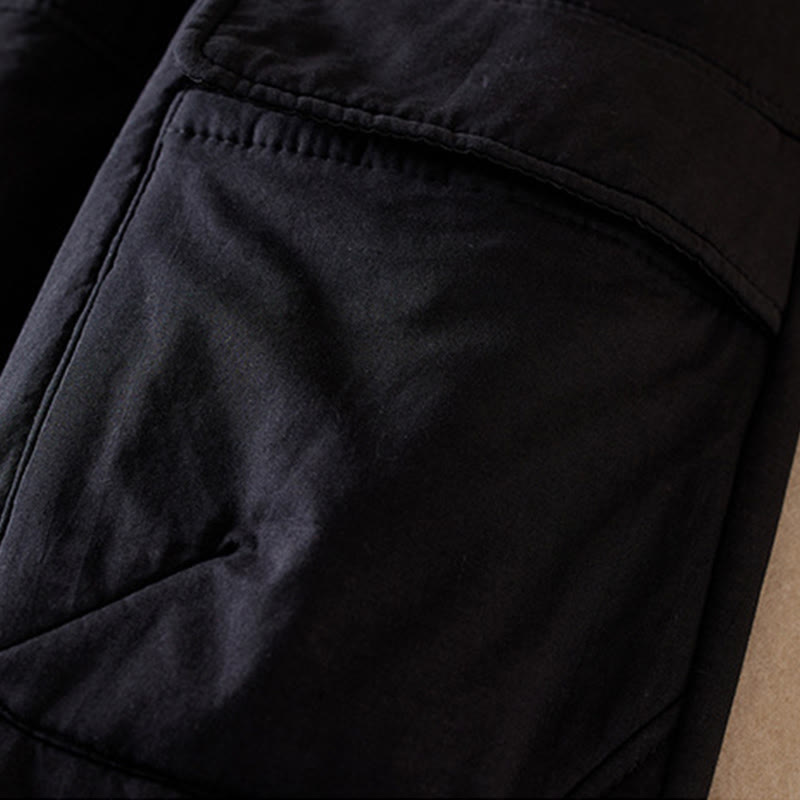 Pantalones harén de algodón gruesos con bolsillos y relleno de algodón liso Buddha Stones para mujer - image 29