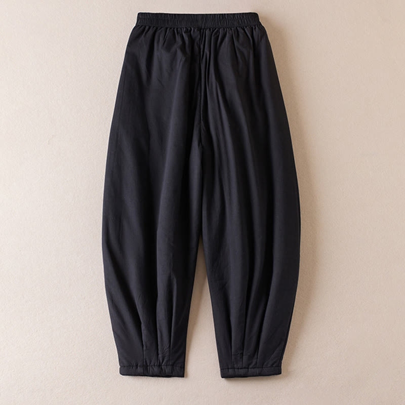 Pantalones harén de algodón gruesos con bolsillos y relleno de algodón liso Buddha Stones para mujer - image 23