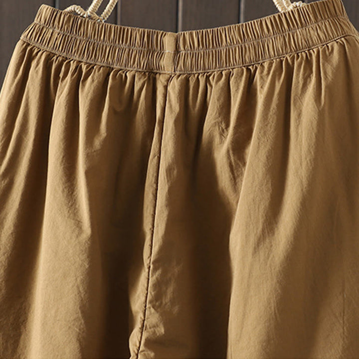 Pantalones harén para mujer con bolsillos y diseño liso y cálido de Buddha Stones - image 2