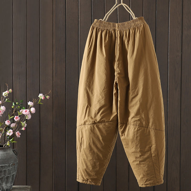 Pantalones harén de algodón para mujer, cálidos y acolchados, con bolsillos y estampados de Buddha Stones - image 1