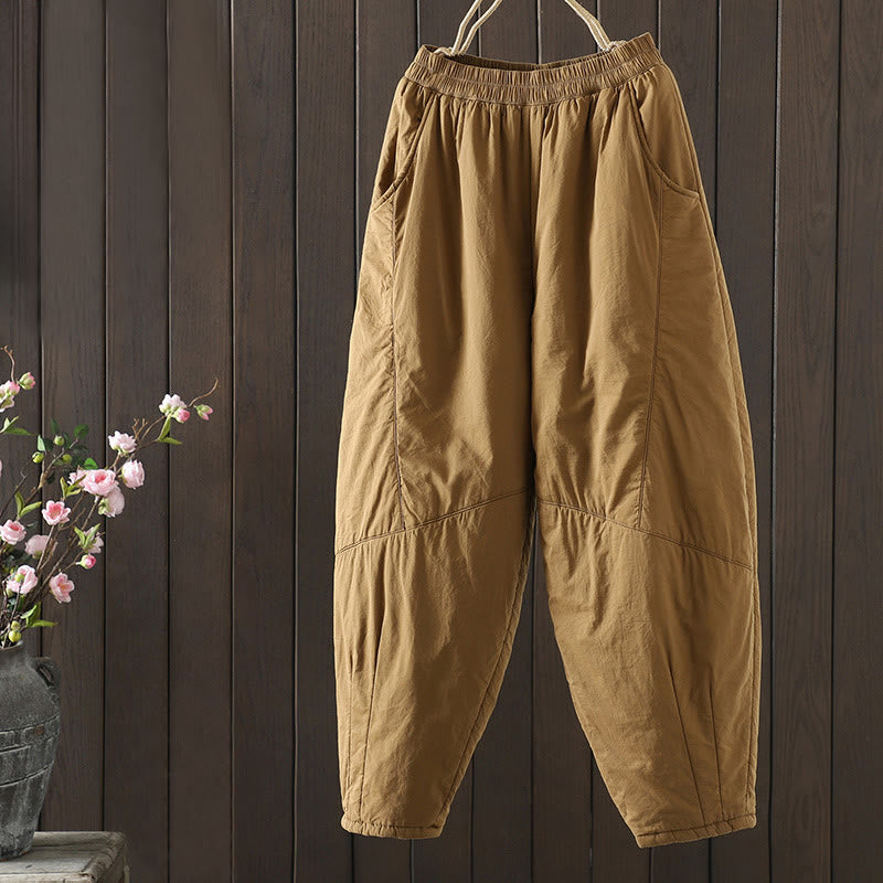 Pantalones harén de algodón para mujer, cálidos y acolchados, con bolsillos y estampados de Buddha Stones - Vara de oro - US8-10，UK/AU12-14，EU40-42 (2XL) - image 0
