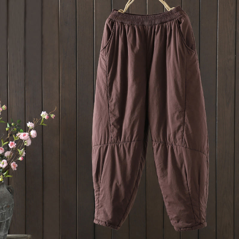 Pantalones harén de algodón para mujer, cálidos y acolchados, con bolsillos y estampados de Buddha Stones - IndianRed - US8-10，UK/AU12-14，EU40-42 (2XL) - image 7