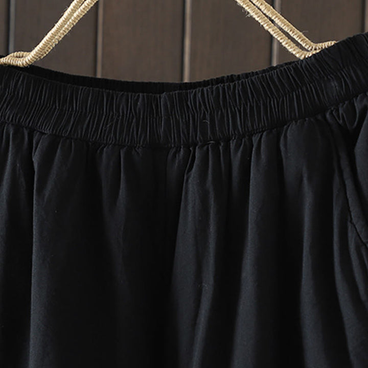 Pantalones harén para mujer con bolsillos y diseño liso y cálido de Buddha Stones - image 15