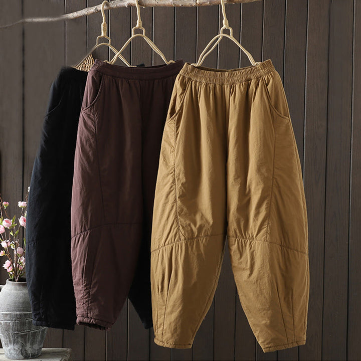 Pantalones harén de algodón para mujer, cálidos y acolchados, con bolsillos y estampados de Buddha Stones - image 17