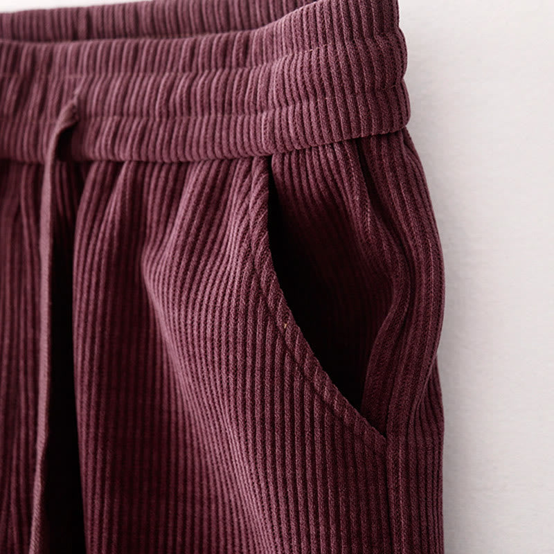 Pantalones casuales de pana con relleno de algodón y bolsillos para mujer de Buddha Stones - image 15