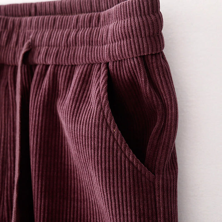 Pantalones casuales de pana con relleno de algodón y bolsillos para mujer de Buddha Stones - image 15