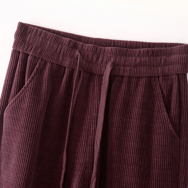 Pantalones casuales de pana con relleno de algodón y bolsillos para mujer de Buddha Stones - image 14