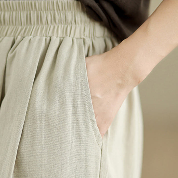 Pantalones rectos casuales de algodón con bolsillos para mujer de Buddha Stones - image 8