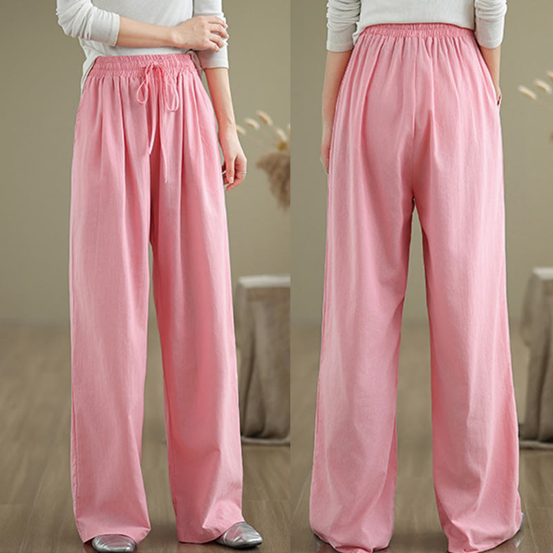 Pantalones rectos casuales de algodón con bolsillos para mujer de Buddha Stones - image 18