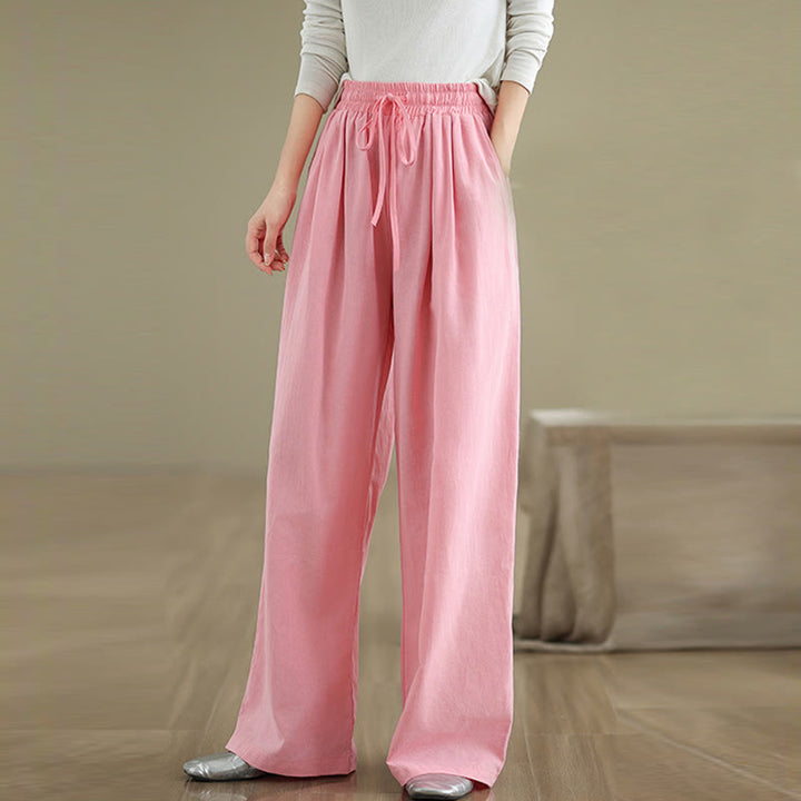Pantalones rectos casuales de algodón con bolsillos para mujer de Buddha Stones - image 16