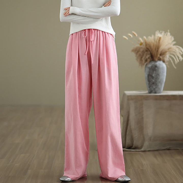 Pantalones rectos casuales de algodón con bolsillos para mujer de Buddha Stones - image 15
