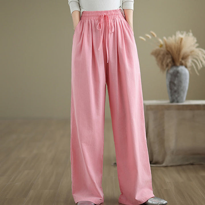 Pantalones rectos casuales de algodón con bolsillos para mujer de Buddha Stones - image 17