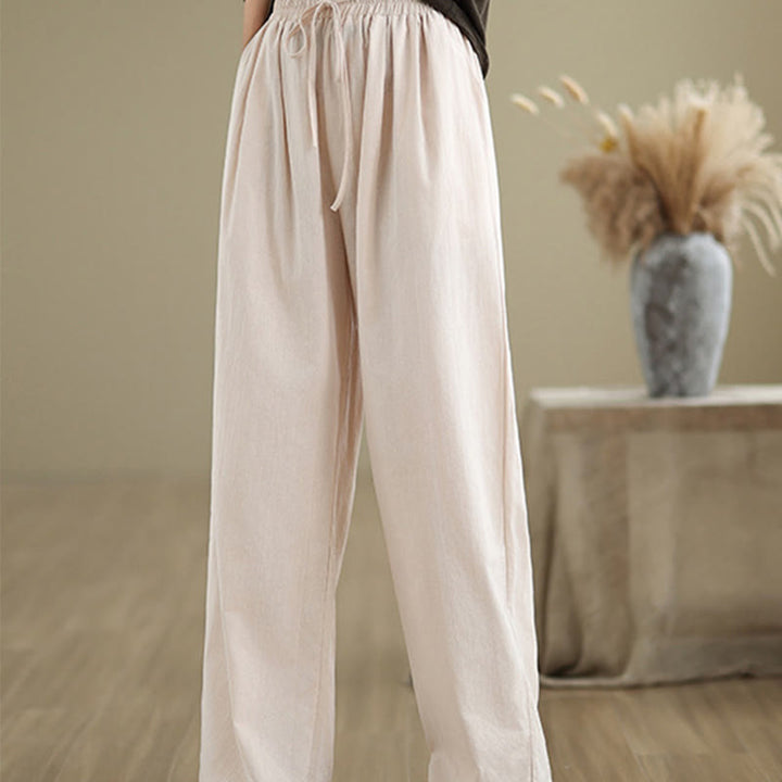 Pantalones rectos casuales de algodón con bolsillos para mujer de Buddha Stones - image 22