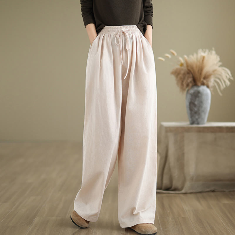 Pantalones rectos casuales de algodón con bolsillos para mujer de Buddha Stones - Rubor lavanda - US8-10，UK/AU12-14，EU40-42 (2XL) - image 19