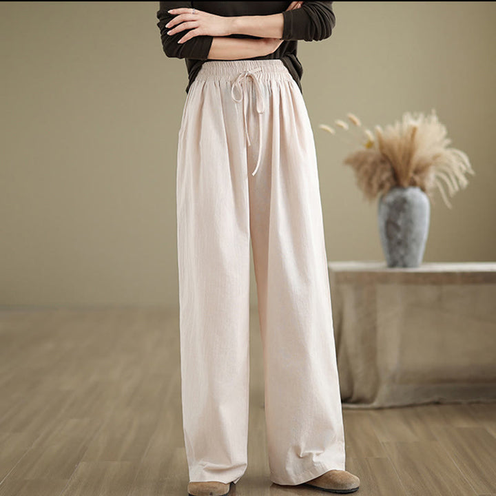 Pantalones rectos casuales de algodón con bolsillos para mujer de Buddha Stones - image 21