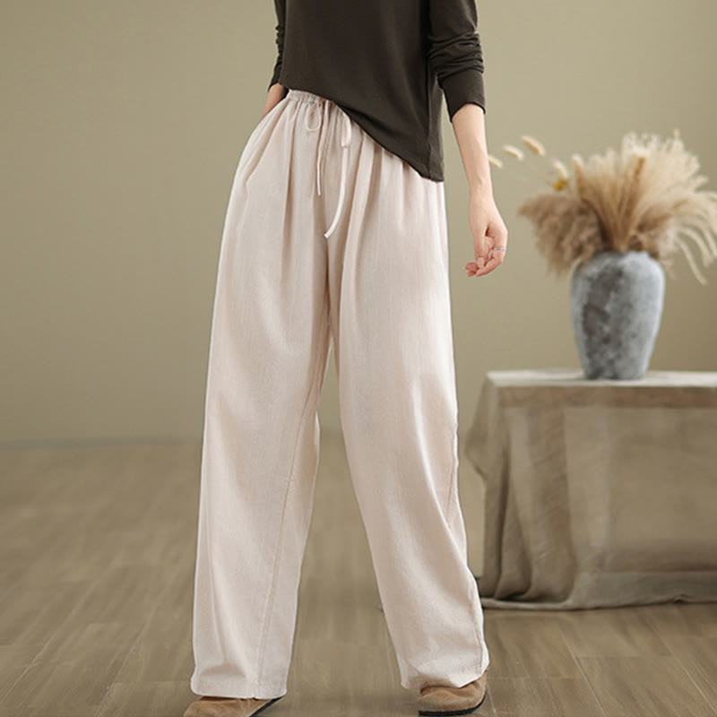 Pantalones rectos casuales de algodón con bolsillos para mujer de Buddha Stones - image 20