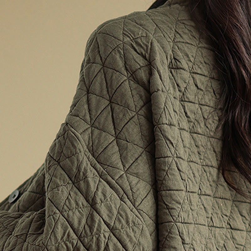 Chaqueta de algodón grueso de manga larga con botones y bolsillos para mujer de Buddha Stones - image 11