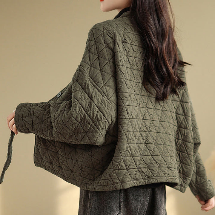 Chaqueta de algodón grueso de manga larga con botones y bolsillos para mujer de Buddha Stones - image 8