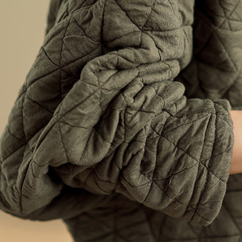 Chaqueta de algodón grueso de manga larga con botones y bolsillos para mujer de Buddha Stones - image 9