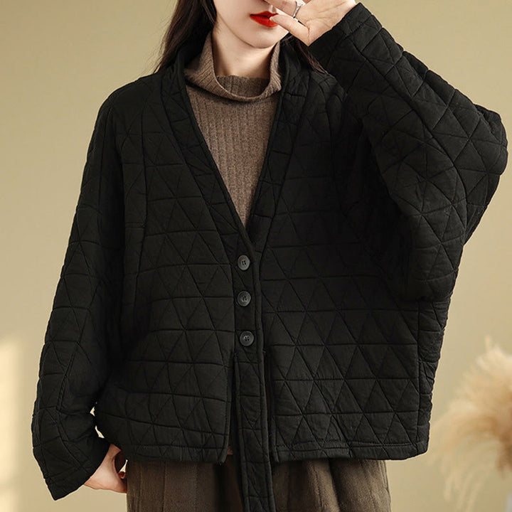 Chaqueta de algodón grueso de manga larga con botones y bolsillos para mujer de Buddha Stones - image 17