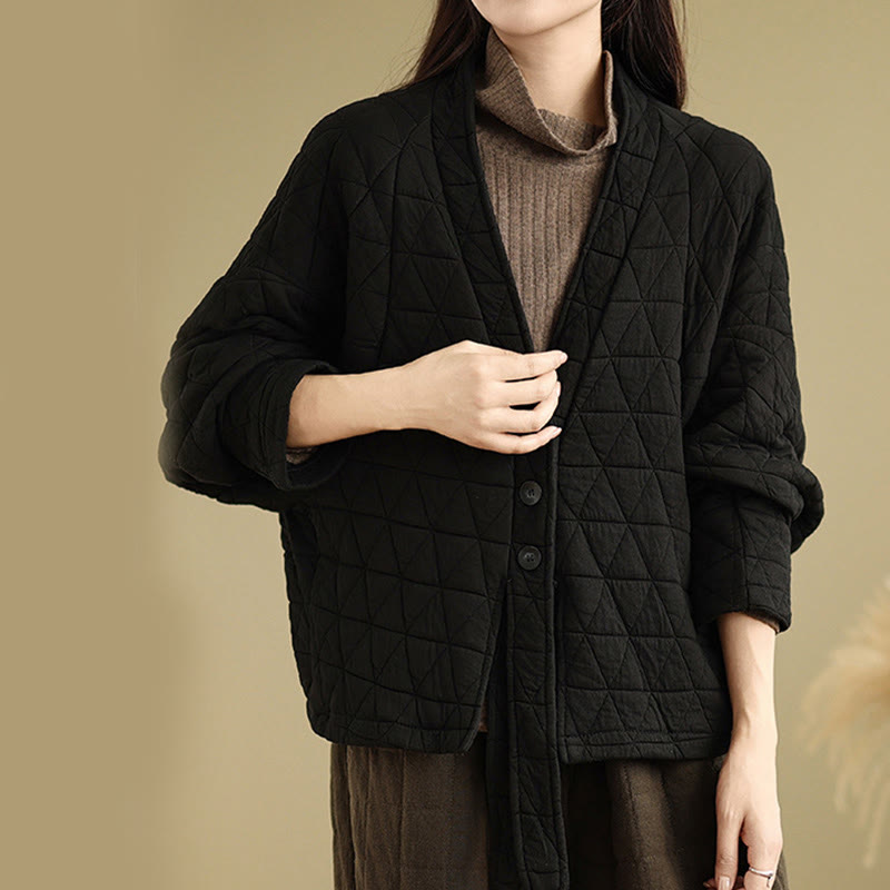 Chaqueta de algodón grueso de manga larga con botones y bolsillos para mujer de Buddha Stones - image 18
