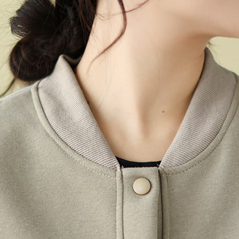 Chaqueta de algodón de manga larga con cuello redondo, botones y bolsillos para mujer de Buddha Stones - image 15