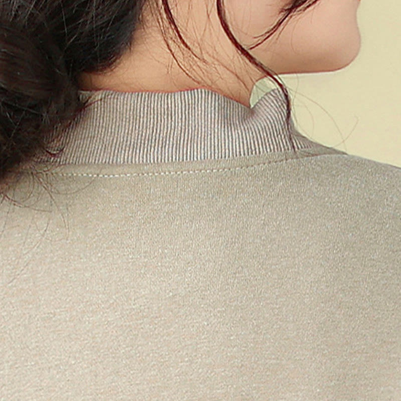 Chaqueta de algodón de manga larga con cuello redondo, botones y bolsillos para mujer de Buddha Stones - image 13