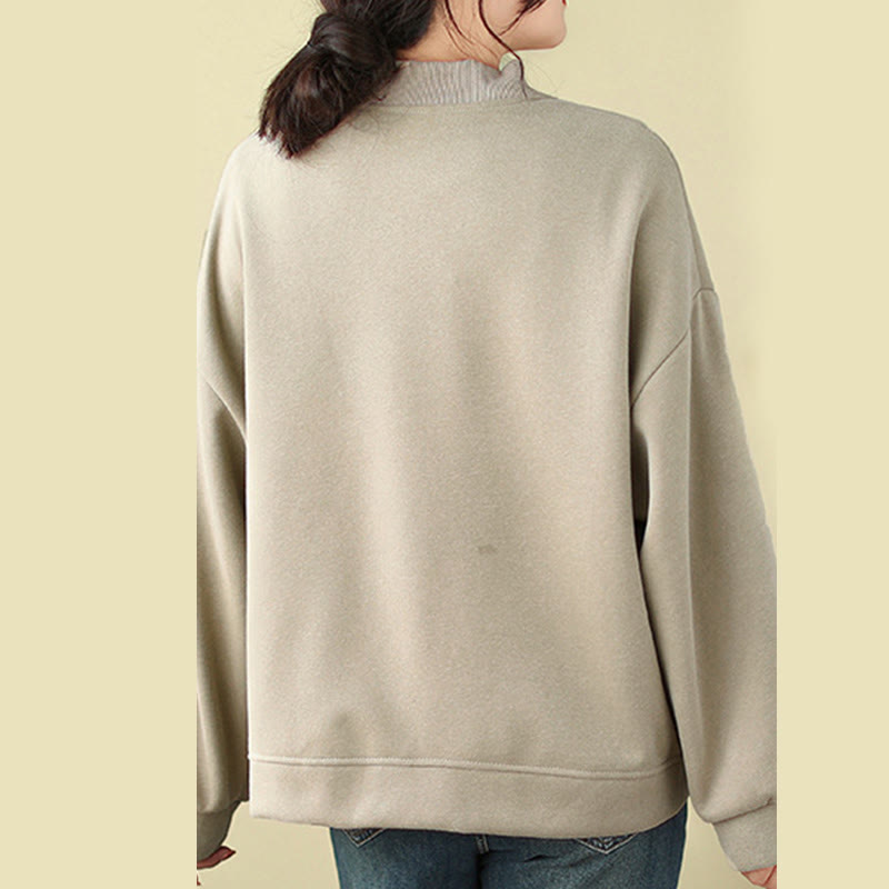 Chaqueta de algodón de manga larga con cuello redondo, botones y bolsillos para mujer de Buddha Stones - image 11
