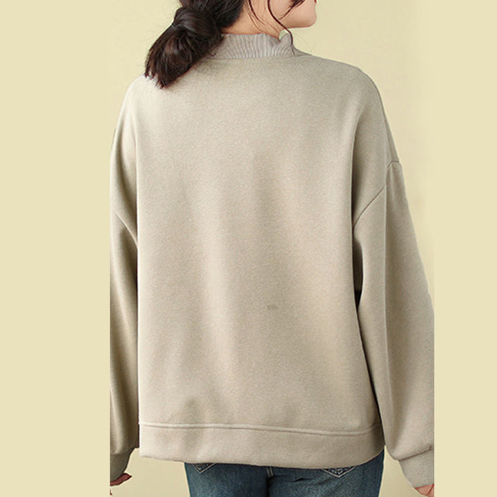 Chaqueta de algodón de manga larga con cuello redondo, botones y bolsillos para mujer de Buddha Stones - image 11
