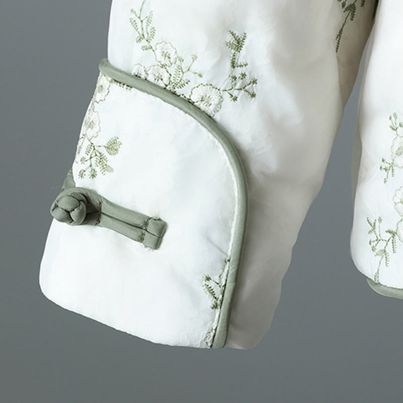 Chaqueta gruesa de algodón de manga larga con botones de rana y bordado de Buddha Stones para mujer, con bolsillos - image 9