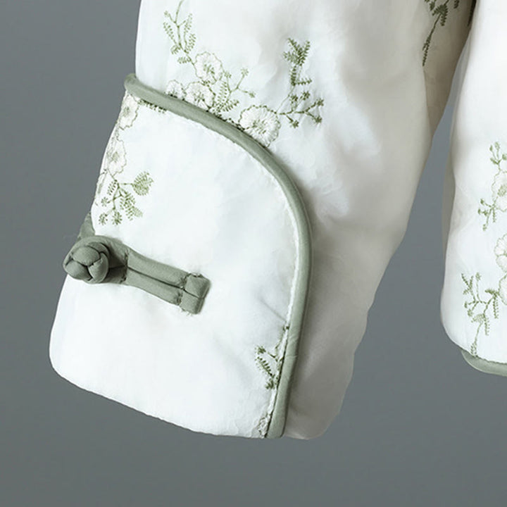 Chaqueta gruesa de algodón de manga larga con botones de rana y bordado de Buddha Stones para mujer, con bolsillos - image 9