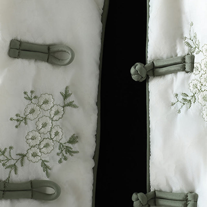 Chaqueta gruesa de algodón de manga larga con botones de rana y bordado de Buddha Stones para mujer, con bolsillos - image 7