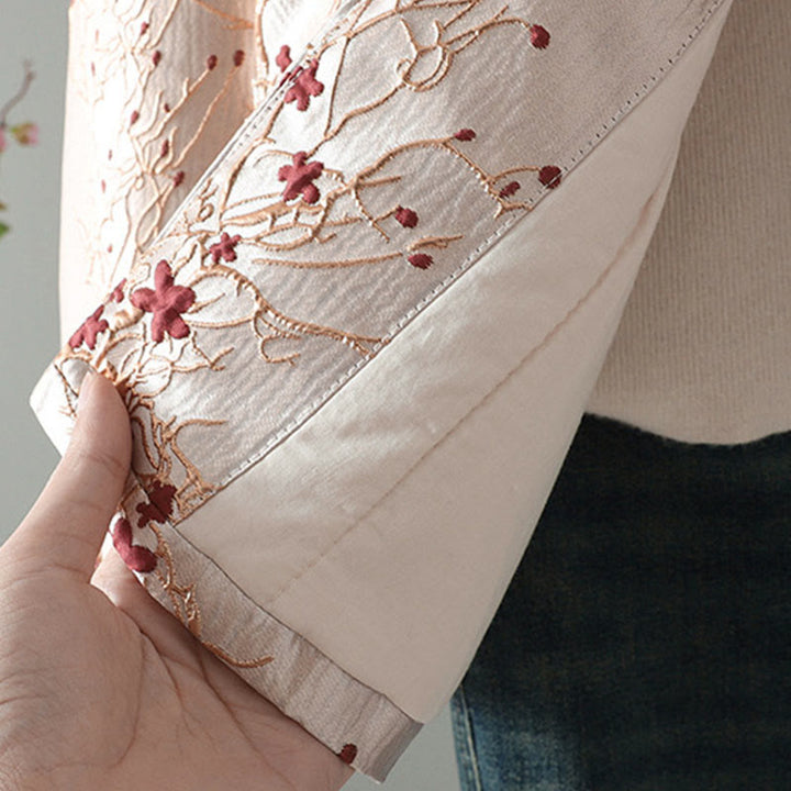 Chaqueta de algodón grueso de manga larga con botones jacquard y bolsillos para mujer de Buddha Stones - image 6