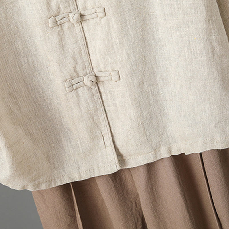 Camisa informal de algodón con cuello alto y manga larga bordada para mujer con Buddha Stones - image 6