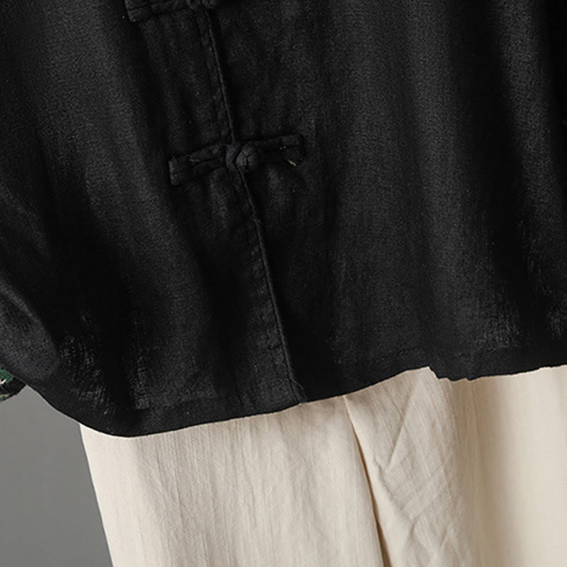 Camisa informal de algodón con cuello alto y manga larga bordada para mujer con Buddha Stones - image 22
