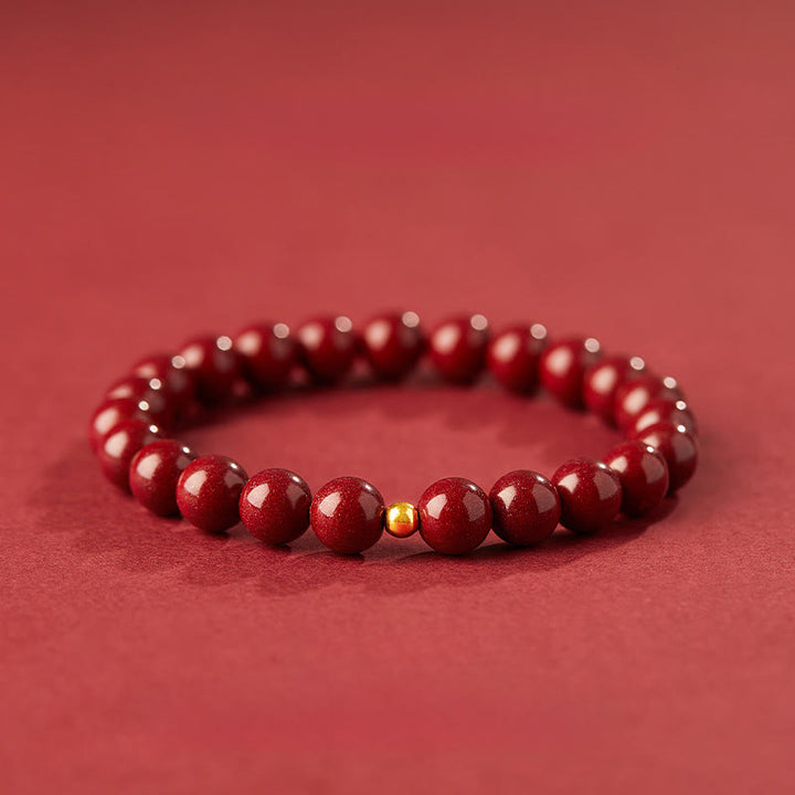 Pulsera de bendición con cuentas de cinabrio de plata de ley 925 y Buddha Stones - Cinabrio de 8 mm y plata de ley 925 de 5 mm - image 8