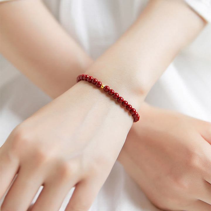 Pulsera de bendición con cuentas de cinabrio de plata de ley 925 y Buddha Stones - image 2