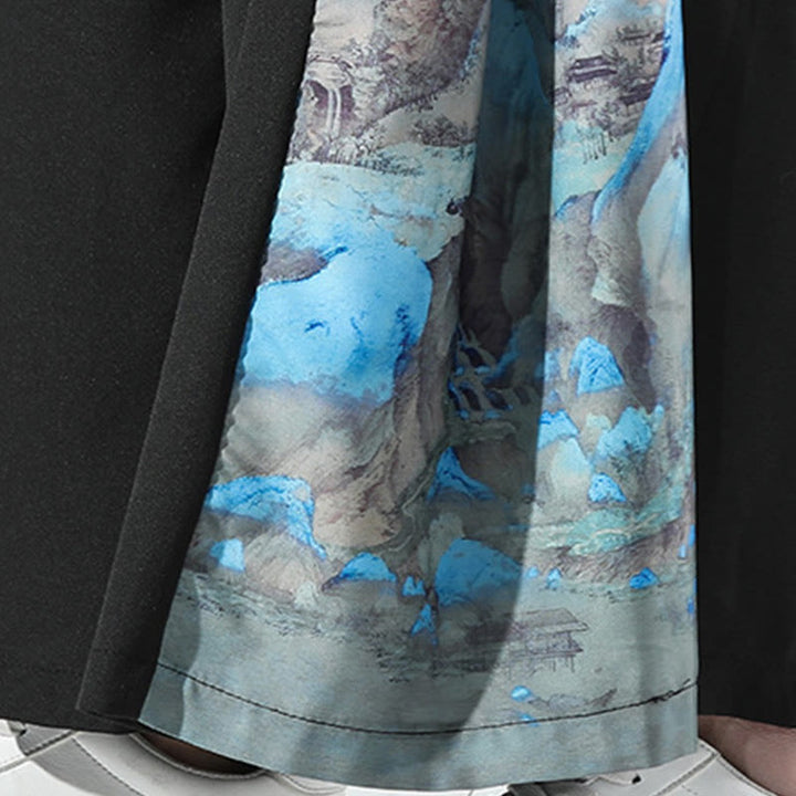 Buddha Stones Pantalones anchos para hombre con bolsillos y estampado de montañas y ríos - image 9