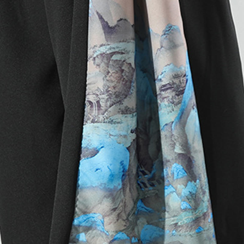 Buddha Stones Pantalones anchos para hombre con bolsillos y estampado de montañas y ríos - image 8