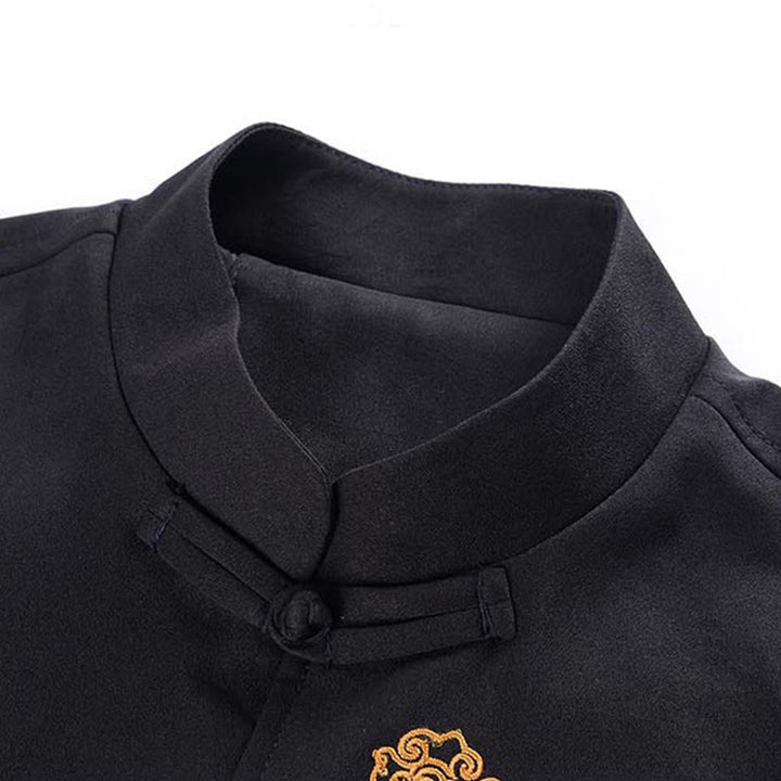 Chaqueta de manga larga para hombre con diseño de rana dragón y botones bordados con Buddha Stones - image 4