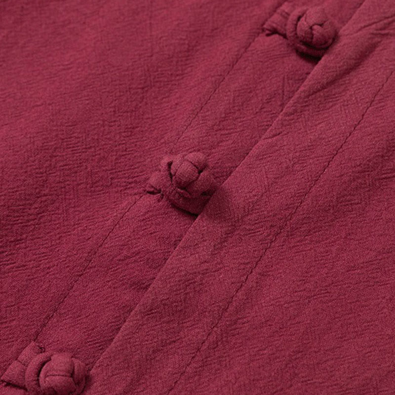 Conjunto de 2 piezas de camisa y pantalón de algodón de manga larga con botones de rana y bolsillos para hombre de Buddha Stones - image 5