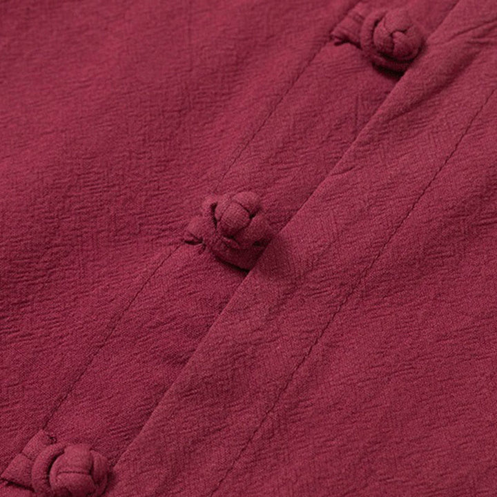 Conjunto de 2 piezas de camisa y pantalón de algodón de manga larga con botones de rana y bolsillos para hombre de Buddha Stones - image 5